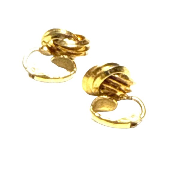 Vintage Gold Knot Clip On Earrings Textured Round Classic Jewelry - Picture 2 of 7
